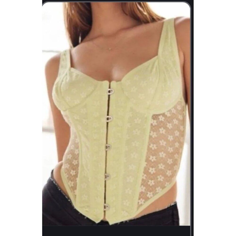 Urban Outfitters Women Out From Under Sheer Lace Corset Top Size L